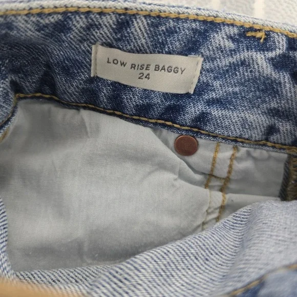 PacSun Low Rise Baggy‎ Wide Leg Distressed Jeans Women's 24 - Picture 4 of 5